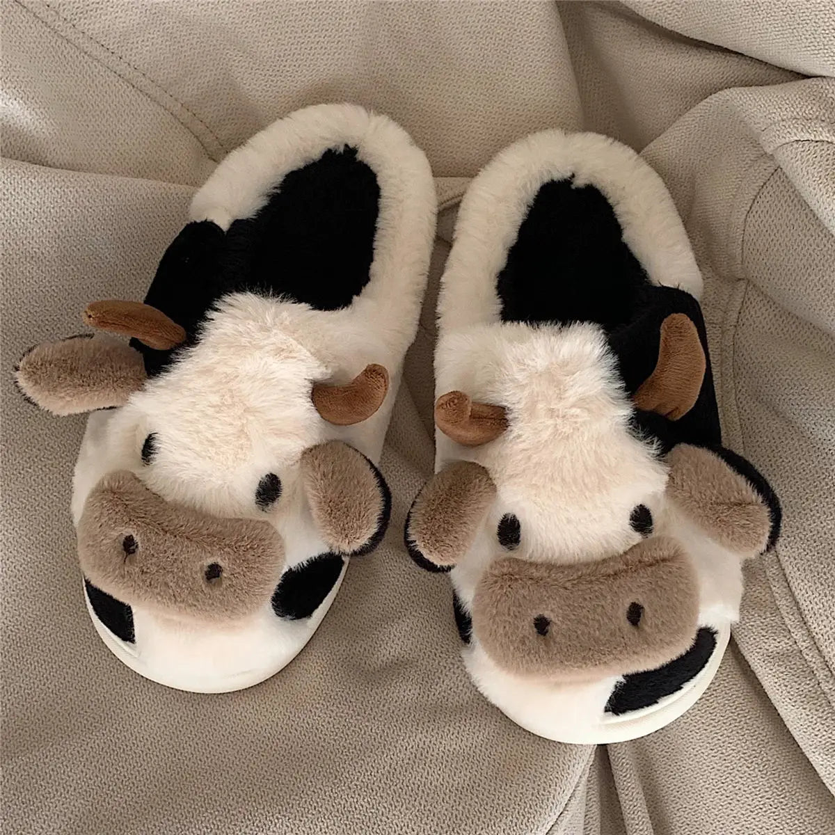 Pluche Huispantoffels met Antislipzool Warme Sloffen Winter Unisex Comfortabel Koppels Binnenschoenen | Sulvida