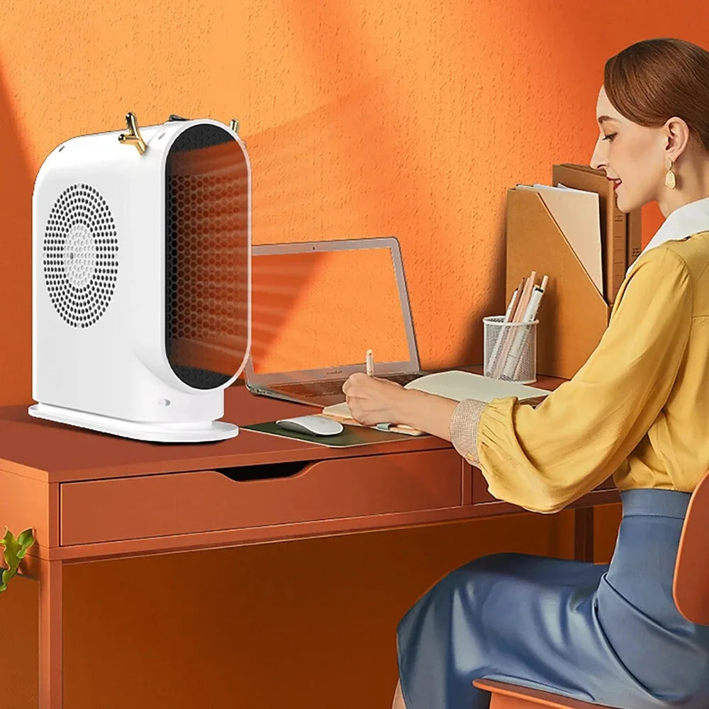 Petit radiateur électrique compact 500W avec thermostat intelligent, chauffage d’appoint de bureau | Sulvida
