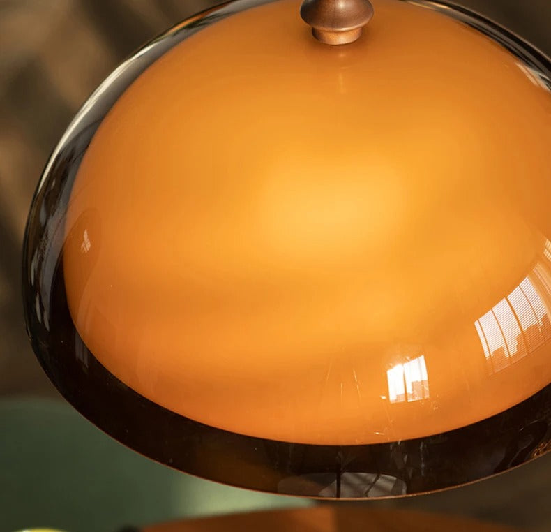 Draaibare hanglamp met dome kap en zwenkarm van acryl hout metaal voor studeerkamer eetkamer woonkamer | Sulvida