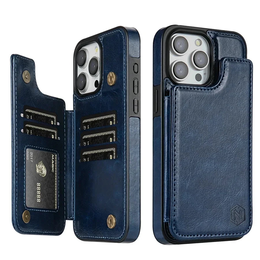 Lederen Telefoonhoesje met RFID-Blokkering en Portemonnee Functie – Magnetisch Flip Cover Bescherming | Sulvida