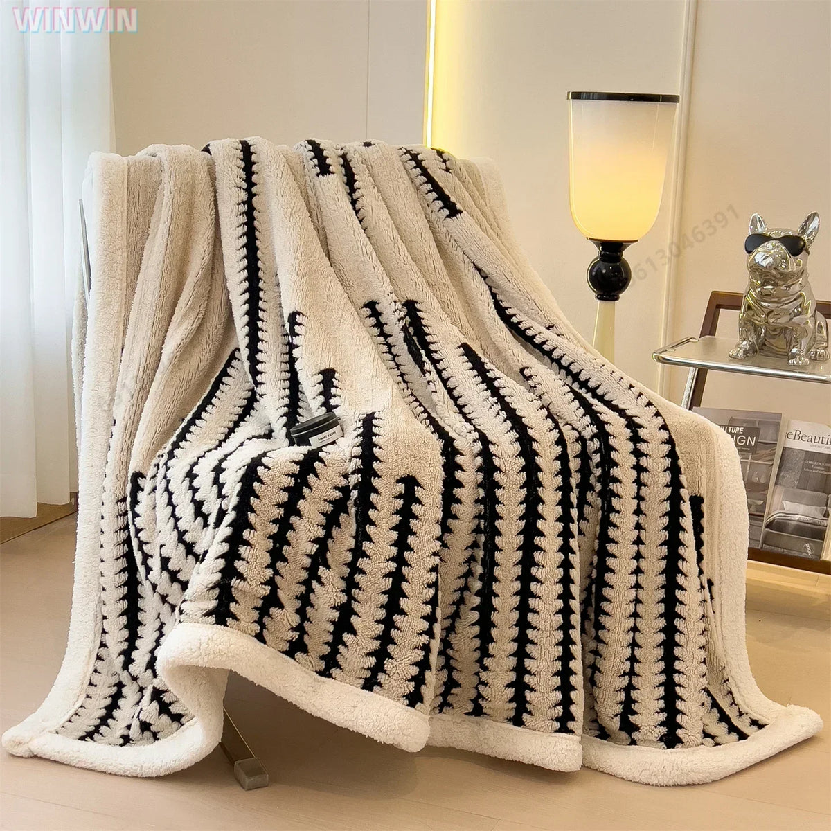 Dubbelzijdige Fleece Deken Geometrisch Patroon 100x150-200x230cm Pluche Winterdeken Bank Bed Slaapkamer | Sulvida