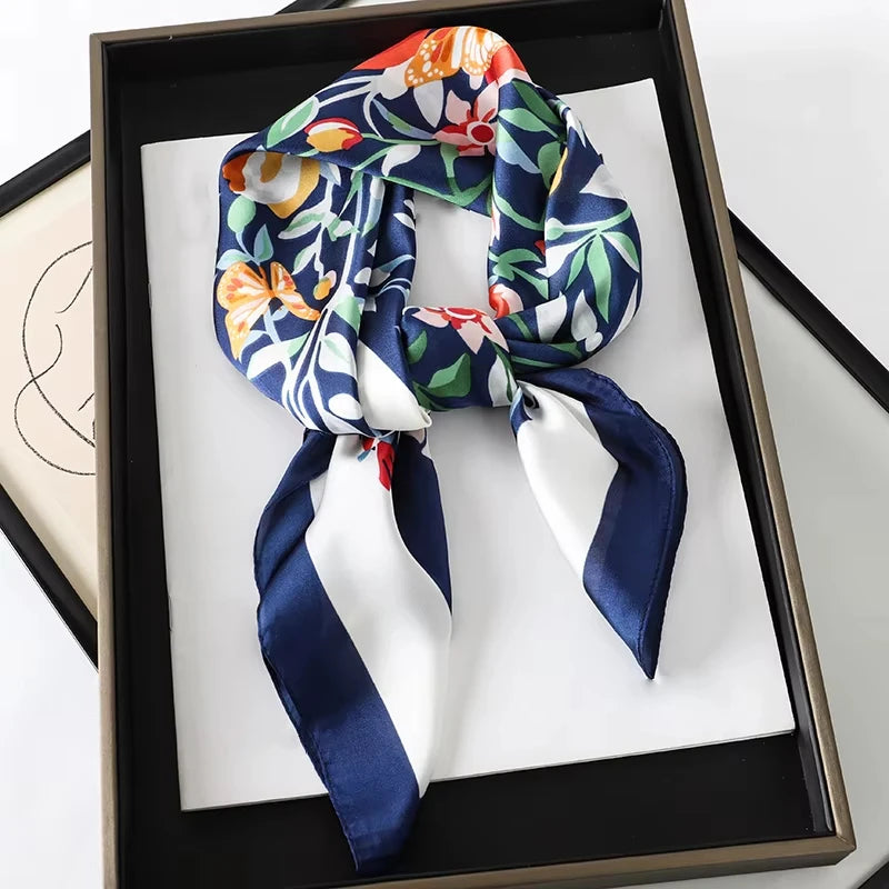 Vierkante Zijden Sjaal Dames Halsdoek Haarband Satijn Hoofdband Multifunctioneel Accessoire 70x70cm Elegante Sjaal | Sulvida