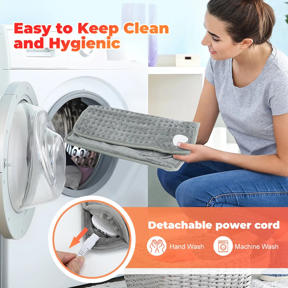 Elektrisch Verwarmingskussen 40×40 cm Grijs 9 Warmtestanden Wasbaar Voet Hand Nek Verwarming Bureau Bank Thuis | Sulvida