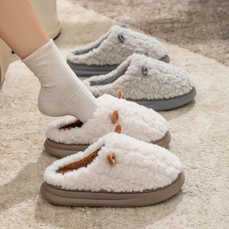 Pluche Huisslippers Gesloten Teen Dames & Heren Cartoon Antislip Zachte Zool Warm Sloffen Winterschoenen | Sulvida