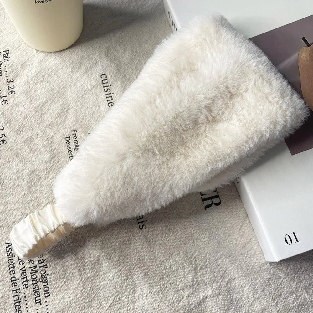 Pluizige Hoofdband Imitatiebont Breed Elastisch Oorbeschermer Haarband Winter Dames Zachte Warme Haarband | Sulvida