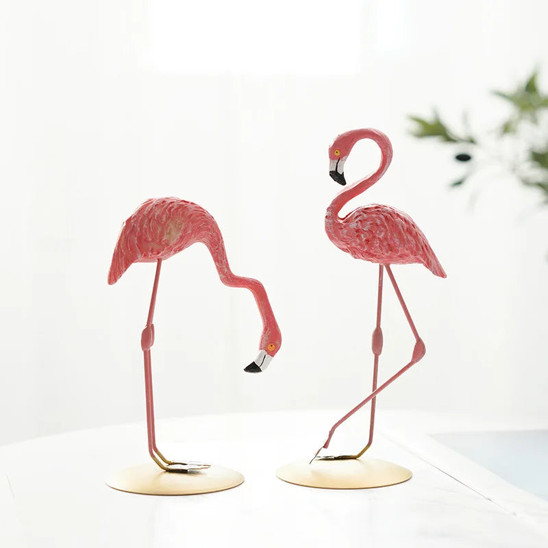 Flamingofiguur Hars Modern Interieuraccent Elegante Decoratie Woonkamer Kantoor Trendy Beeldje Kunstobject | Sulvida
