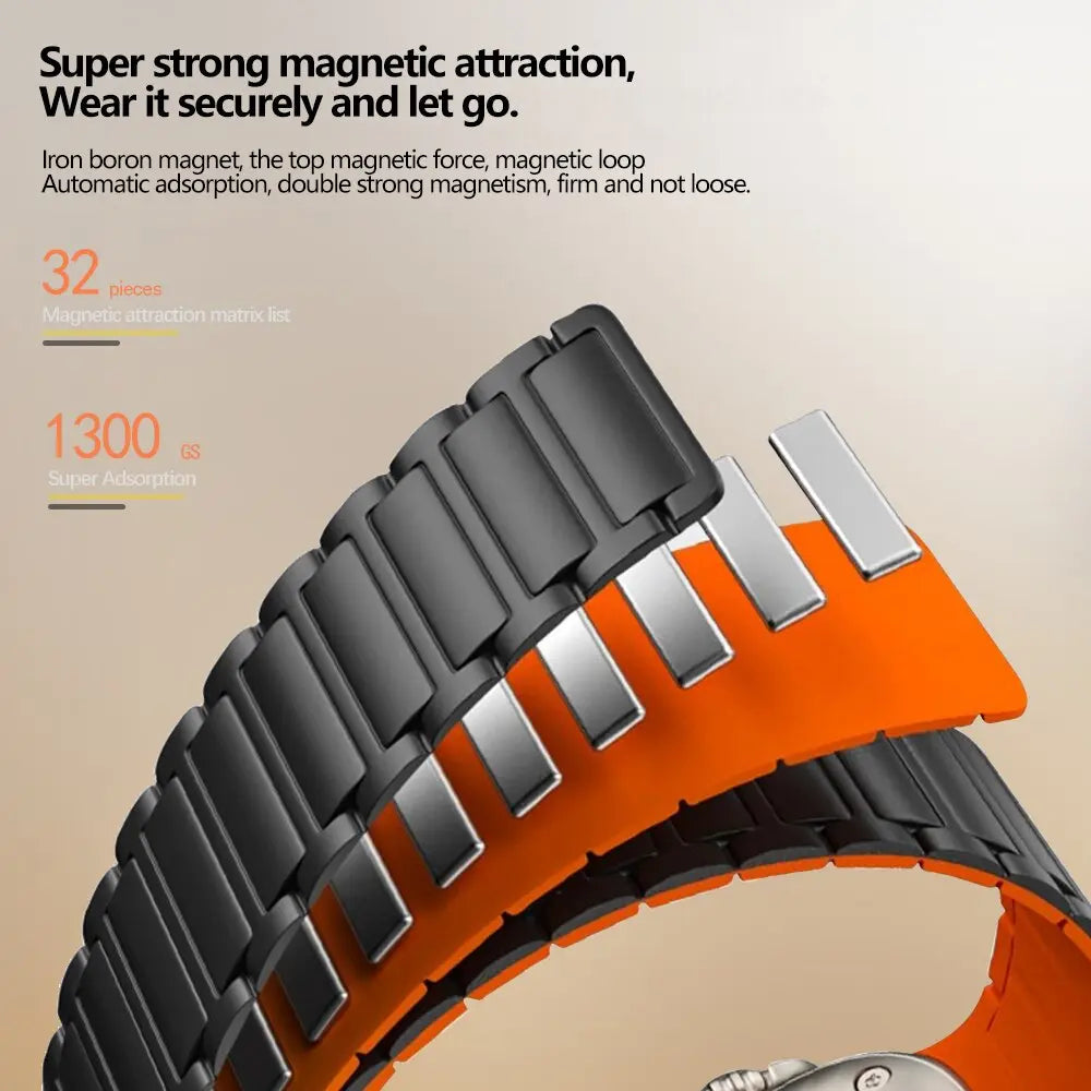 Bracelet de montre magnétique en silicone pour Apple Watch Series 10 11 12 et Ultra 3 4, sportif et confortable | Sulvida