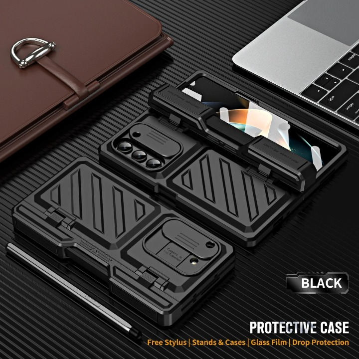 Étui de protection pour téléphone Samsung Galaxy Z Fold 4 et 5 avec support et protecteur d’écran intégral | Sulvida