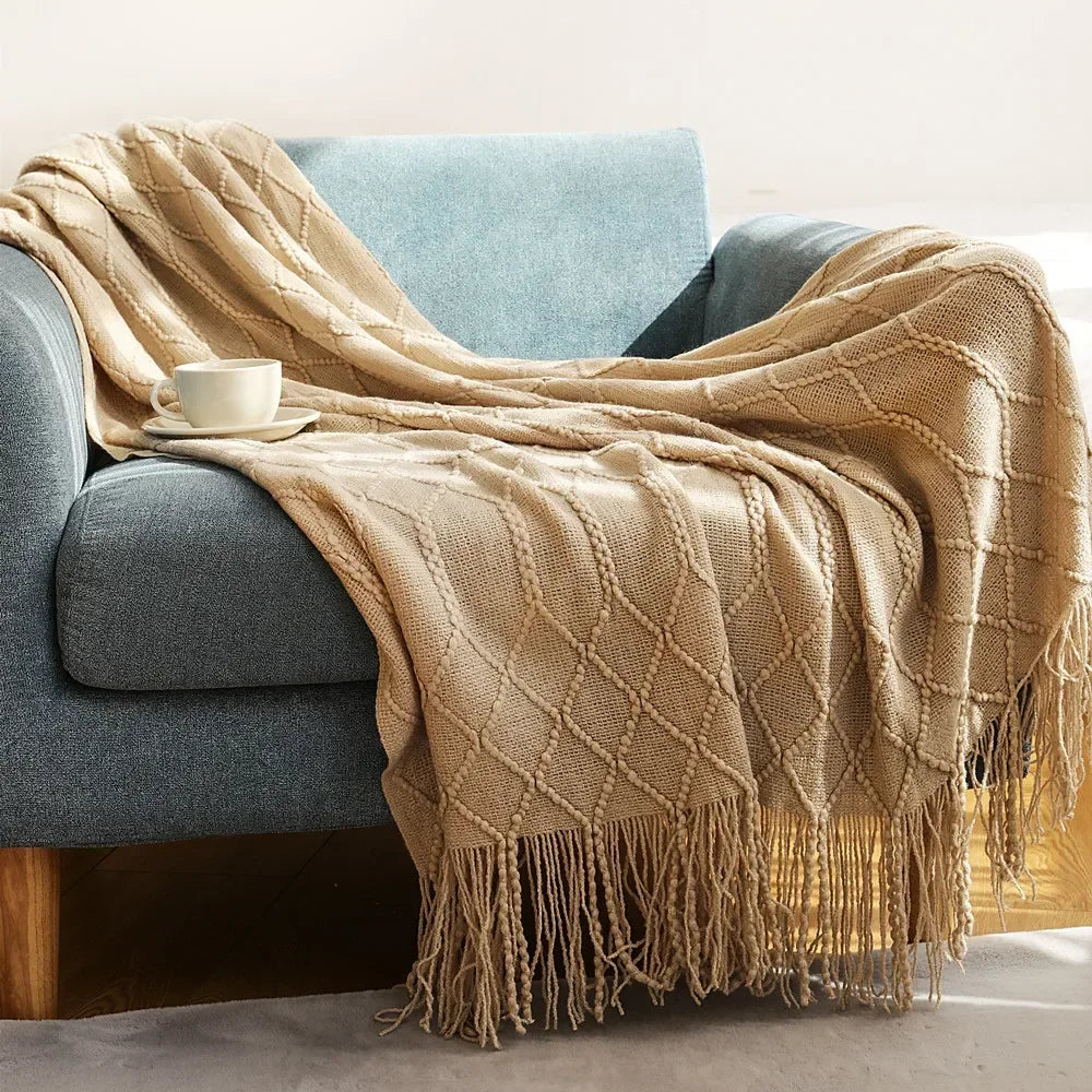 Gebreide Plaid Scandinavisch Design 150x240 cm Acryl Woonplaid Warmte Comfort Decoratief Interieur Woonkamer | Sulvida