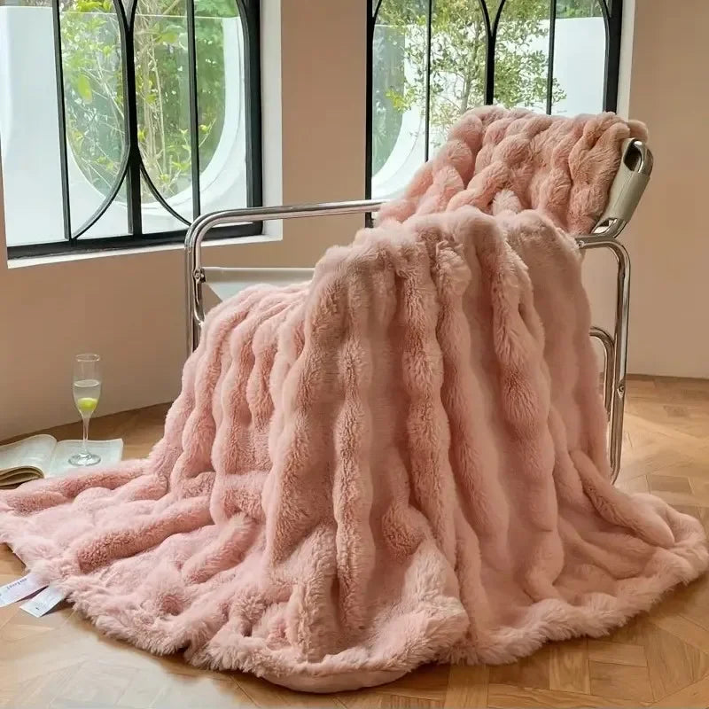 Dubbelzijdige Winterdeken Fluweelzacht Imitatiebont Luxe Plaid Warmtedeken voor Bank en Bed Woonkamer | Sulvida