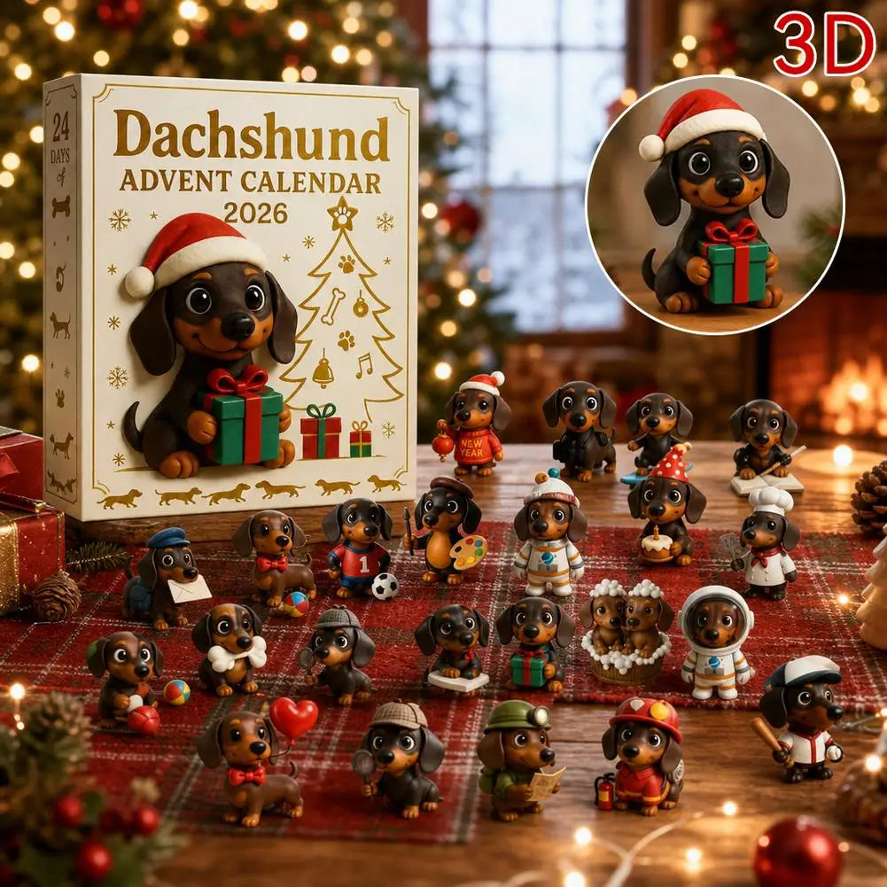 2026 Kerst Dachshund Adventskalender 24 Dagen Countdown Kalender Worst Hond Kerst Huisdecoratie Verrassings Cadeaubox