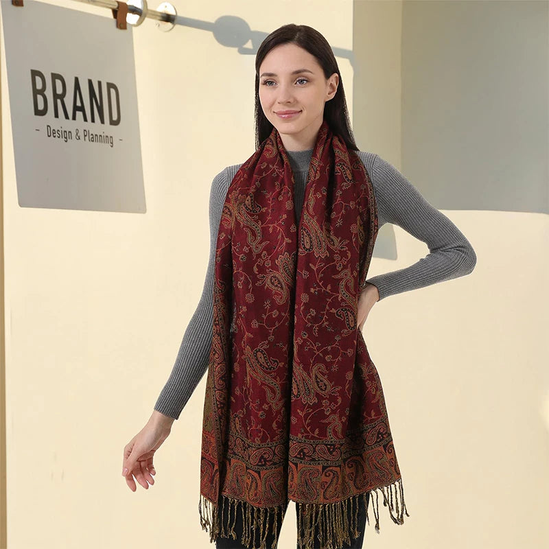 Kasjmier-gevoel Dames Sjaal 70×190 cm Polyester Warme Herfst Winter Omslagdoek Fashion Stola Accessoire | Sulvida