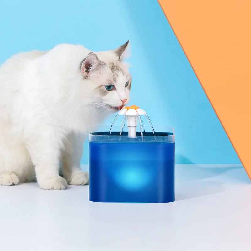 Huisdierwaterfontein 2L met LED-verlichting & 4-laags filtersysteem voor katten en honden stilte drinkbak | Sulvida