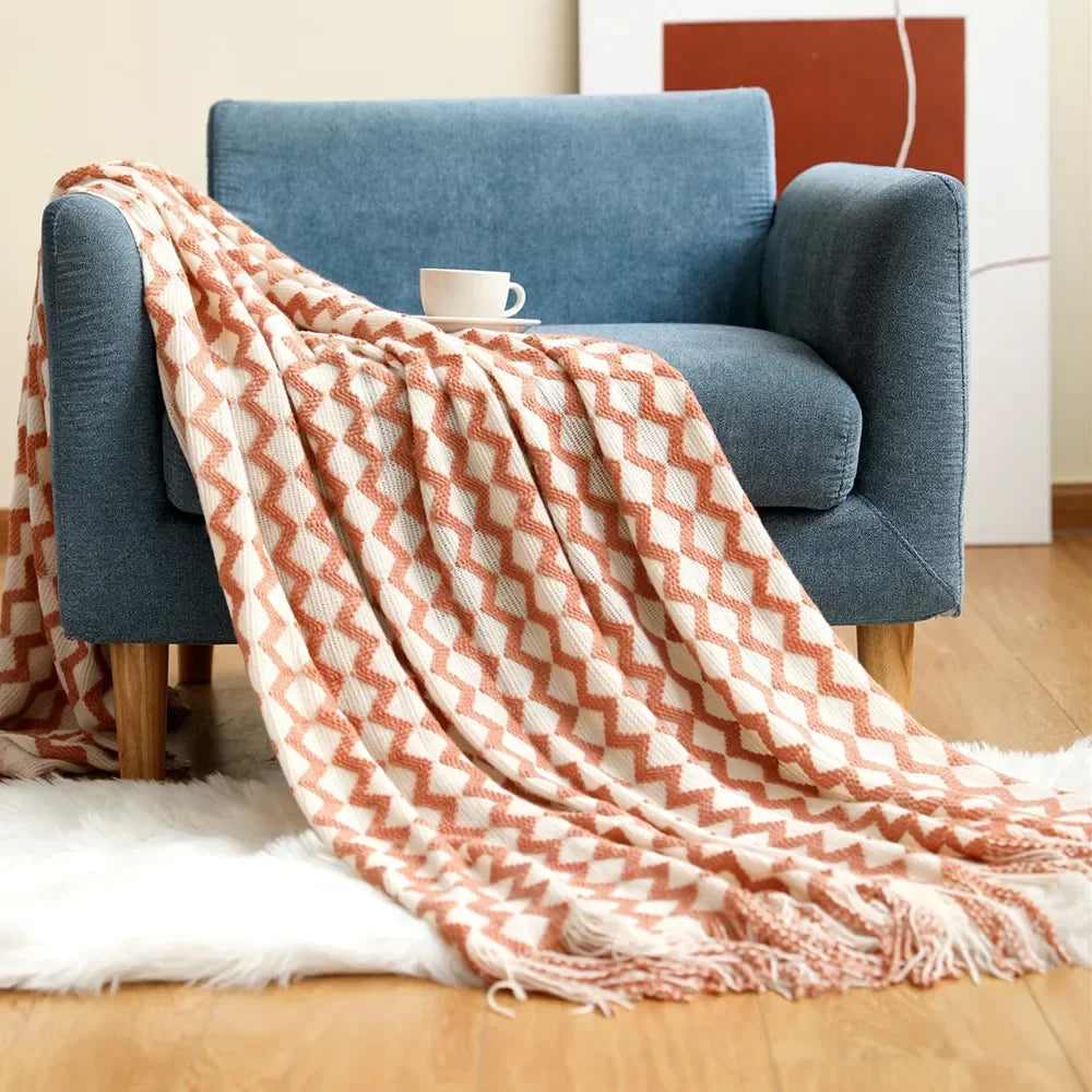 Gebreide Plaid Scandinavisch Design 150x240 cm Acryl Woonplaid Warmte Comfort Decoratief Interieur Woonkamer | Sulvida