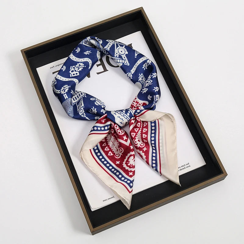 Vierkante Zijden Sjaal Dames Halsdoek Haarband Satijn Hoofdband Multifunctioneel Accessoire 70x70cm Elegante Sjaal | Sulvida