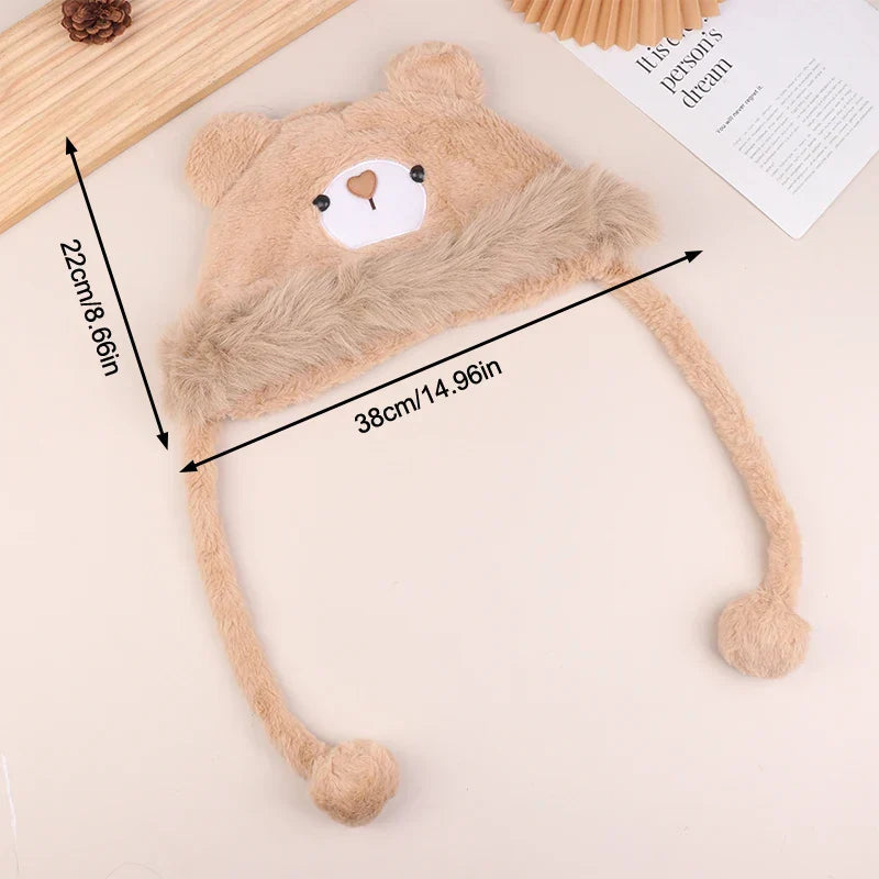 Fluffy Bear Wintermuts Unisex Polyester Pluche Berenontwerp met Oorflappen Warm Winteraccessoire Knuffelzacht | Sulvida