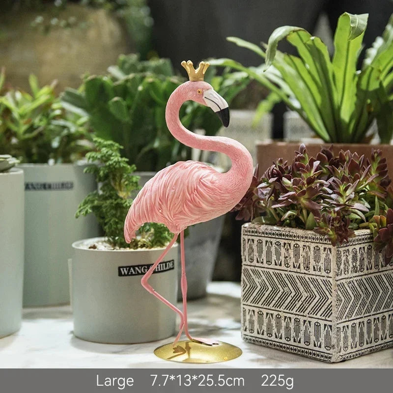 Flamingofiguur Hars Modern Interieuraccent Elegante Decoratie Woonkamer Kantoor Trendy Beeldje Kunstobject | Sulvida