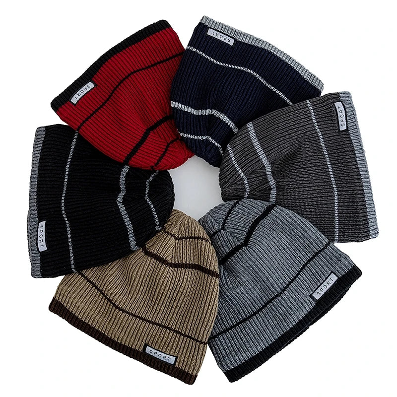 Gebreide Wintermuts met Fleecevoering Unisex Gestreept Skimuts Warm Hoofddeksel Outdoorwear Heren Dames | Sulvida