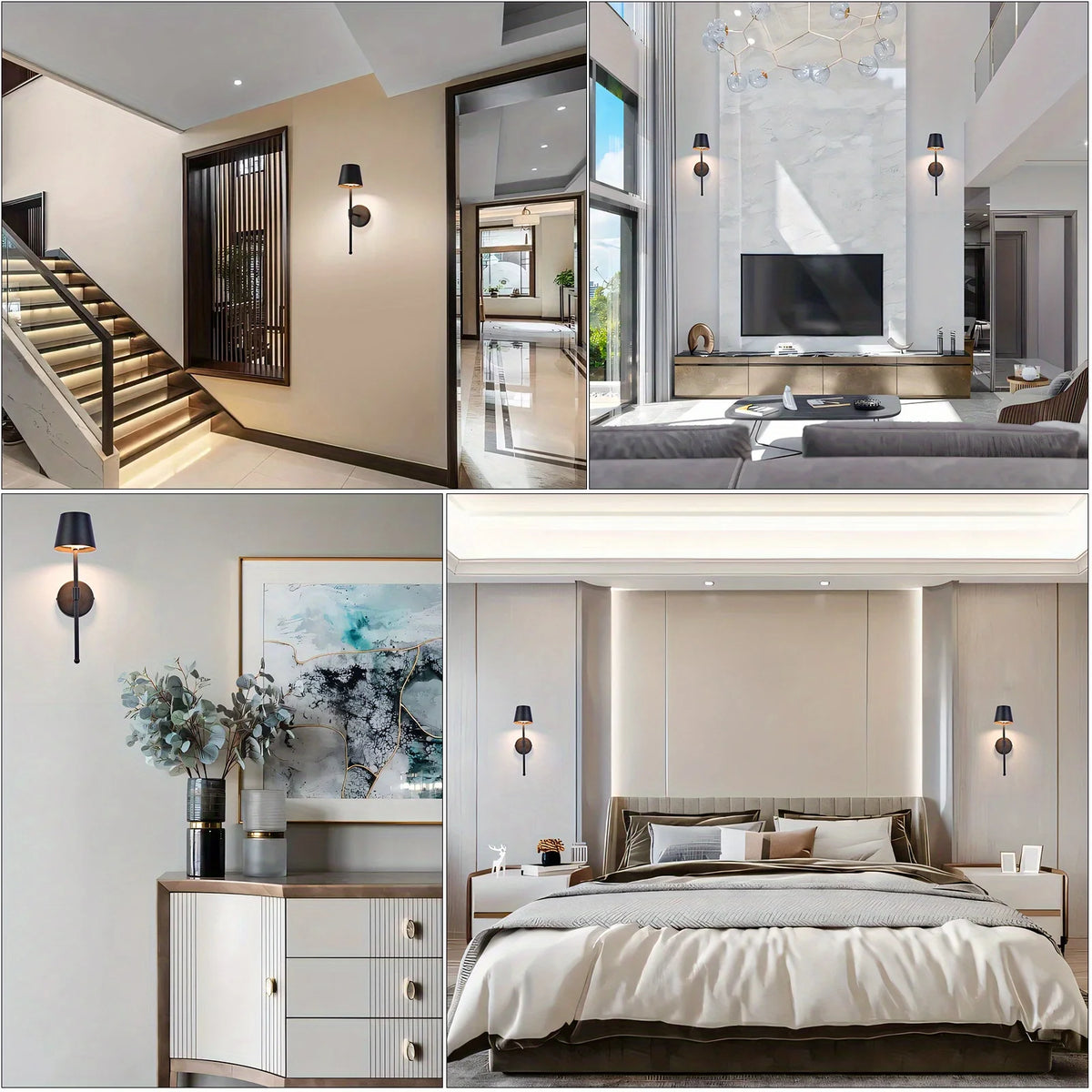 Oplaadbare LED-wandlamp set met afstandsbediening dimbaar sfeerverlichting woonkamer slaapkamer gang | Sulvida