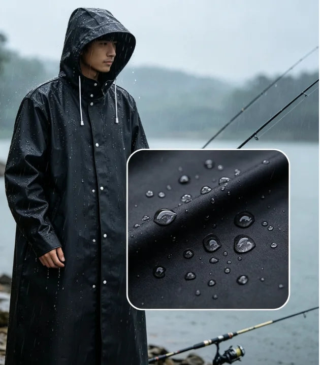 Lange Waterdichte Regenjas met Capuchon – Unisex Outdoor Jas voor Wandelen Fietsen en Dagelijks Gebruik | Sulvida