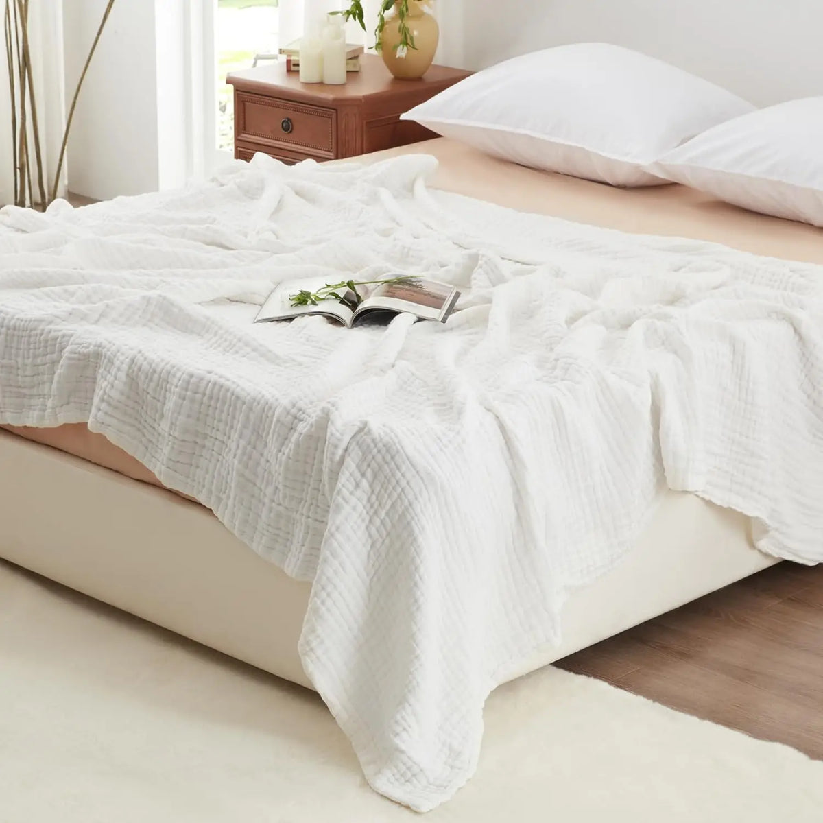 Mousseline Deken 6-Laags Katoen Zacht Ademend voor Bank Sofa Bed Wieg Reis Lichtgewicht Warm Gezellig Plaid | Sulvida