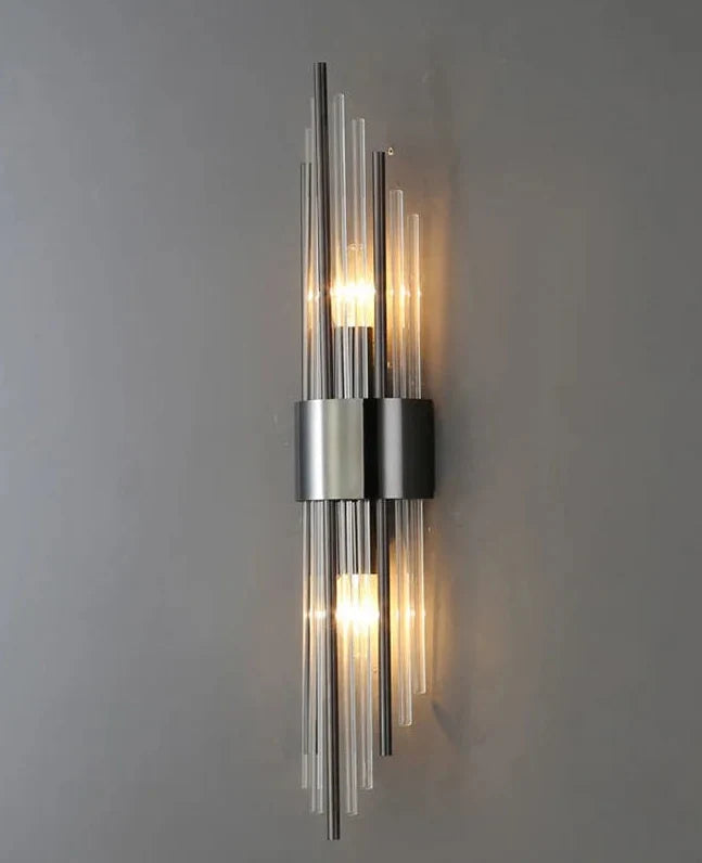 Kristallen wandlamp goud met smalle kap | LED verlichting woonkamer slaapkamer hal gangverlichting luxe interieur | Sulvida