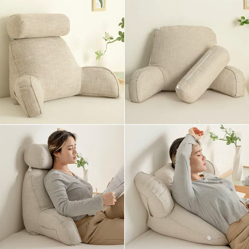 Ergonomisch Leeskussen met Verstelbaar Hoofdsteun en Handige Zijzak voor Optimaal Comfort in Bed en op de Bank | Sulvida