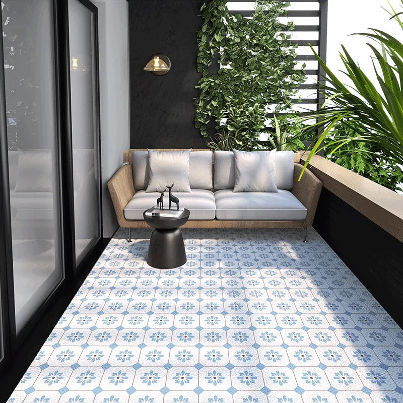 Antislip Vloerkleed PVC Leer 100x200 cm Wasbaar Binnentapijt Keuken Entree Woonkamer Geometrisch Design | Sulvida