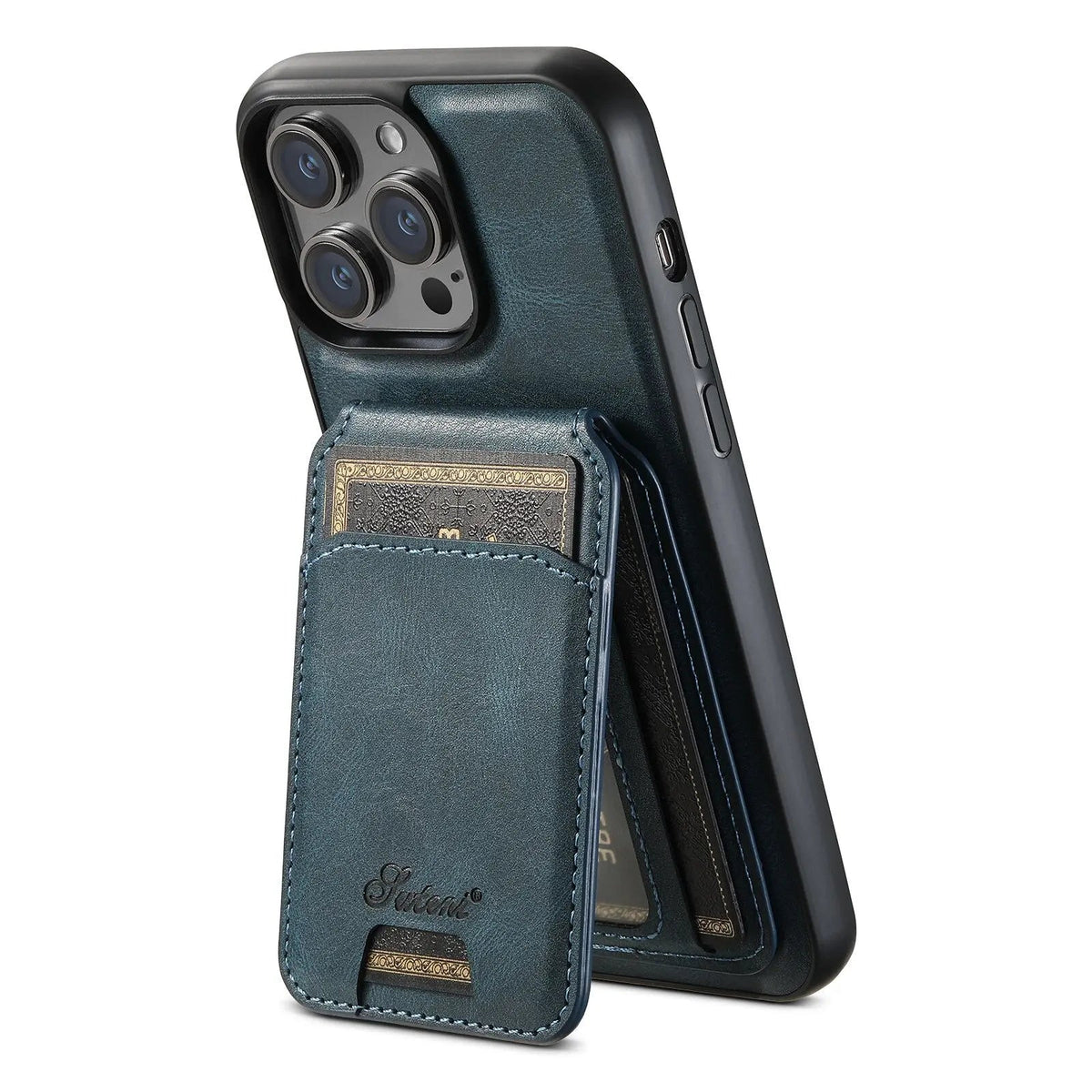Étui de luxe avec portefeuille pour iPhone 15 en similicuir, marron noir bleu rouge kaki, Pro Max Plus | Sulvida