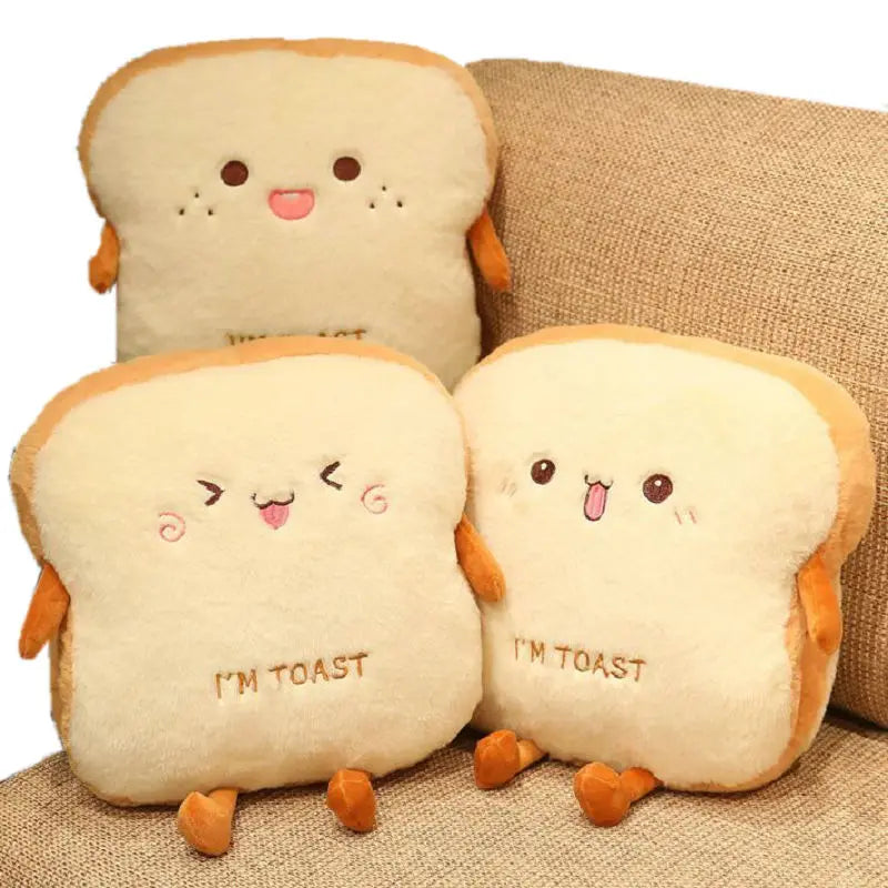 Pluche Handwarmer Kussen Toast Brood Vorm Zacht Knuffelkussen Warmtekussen voor Koude Handen Winters | Sulvida
