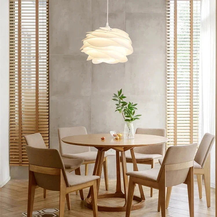 Gelaagde hanglamp met lotusbloemblaadjes in wit PVC voor woonkamer eetkamer entree slaapkamer hal sfeervolle verlichting | Sulvida