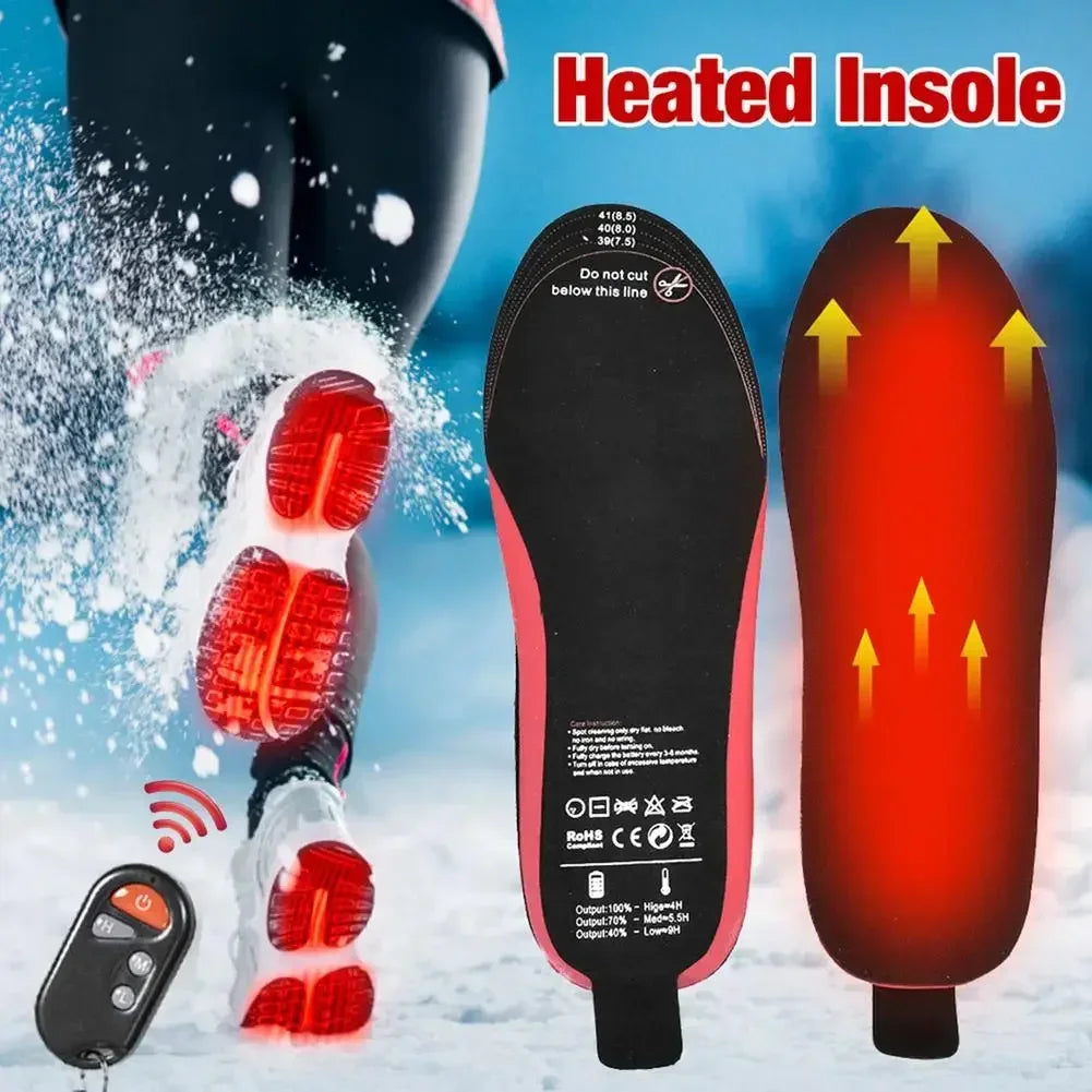 Verwarmde inlegzolen oplaadbaar met afstandsbediening 3 warmtestanden voor winter outdoor wandelen ski | Sulvida