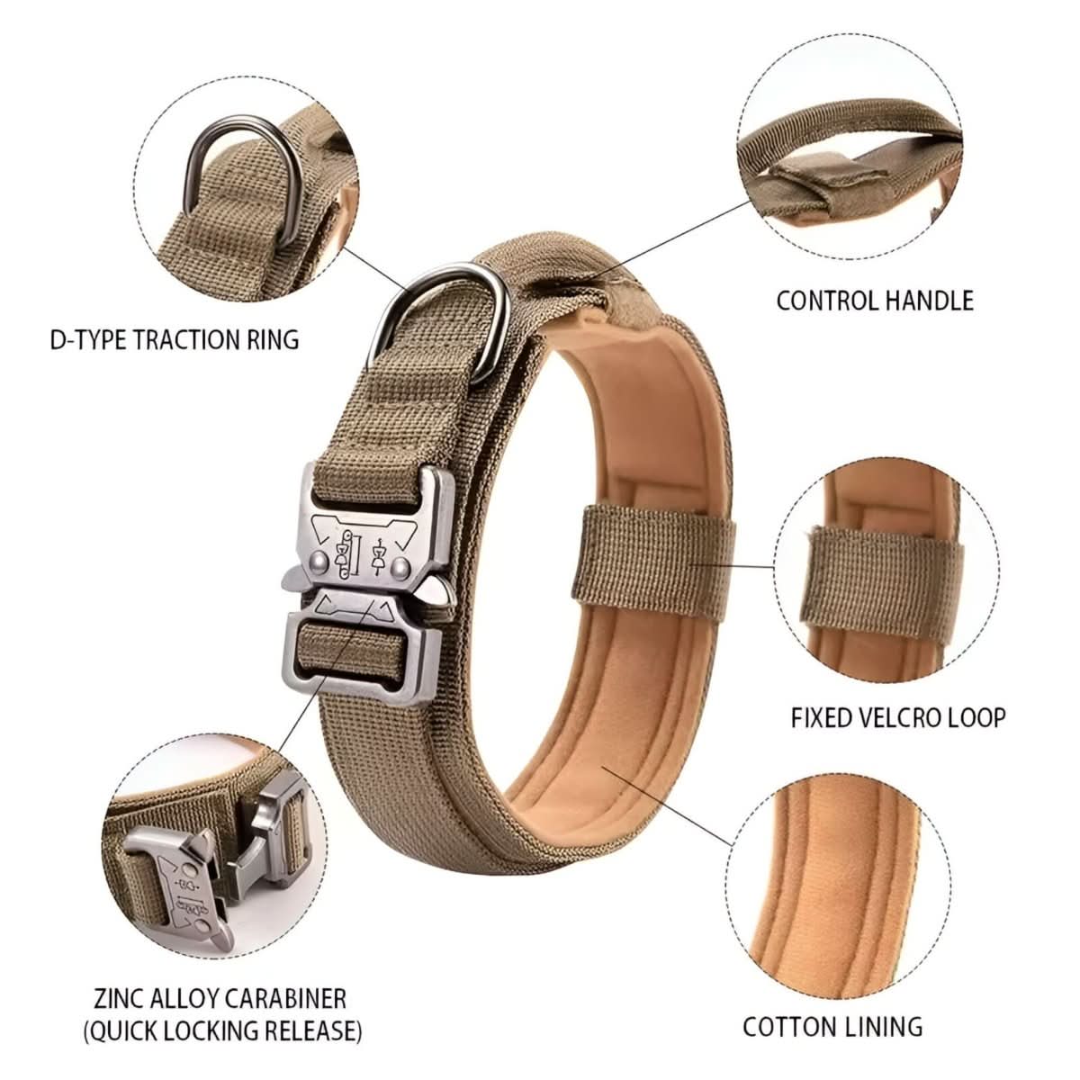 Collier pour chien réglable, ensemble tactique avec collier de contrôle rembourré en nylon pour le dressage et les promenades | Sulvida