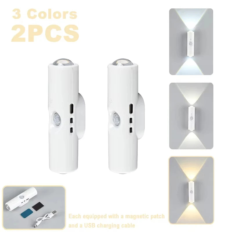 Oplaadbaar Wandnachtlampje RGB Dubbele Kop met Bewegingssensor Magnetisch Spotlamp voor Sfeerverlichting | Sulvida