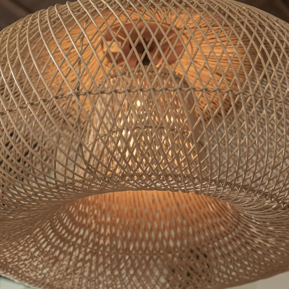 Gevlochten rotan hanglamp met verstelbare kabel natuurlijk woonlichtarmatuur sfeervol bohemian design | Sulvida