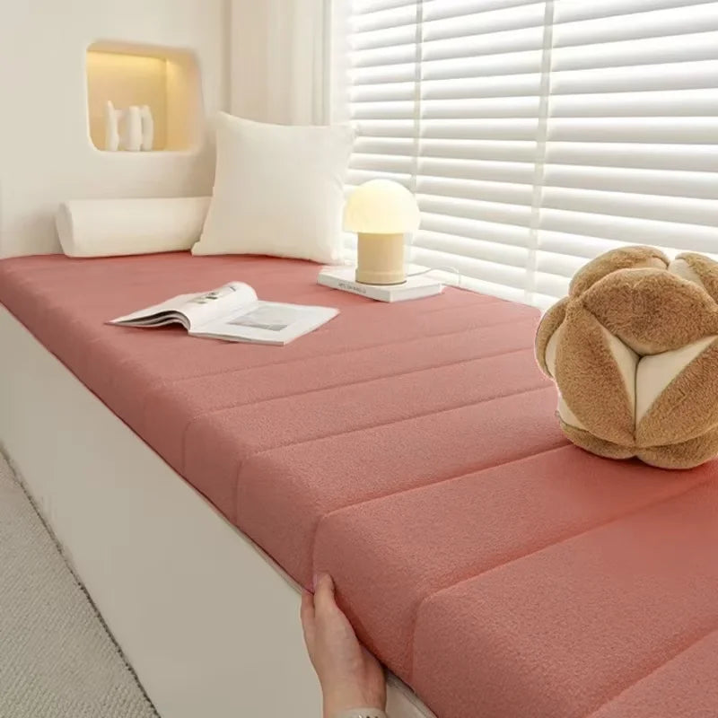 Coussin de banc rectangulaire en velours teddy antidérapant, 80-150 cm, pour banquette, banc de jardin, rebord de fenêtre et banc lounge | Sulvida