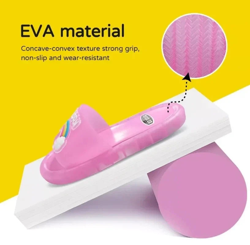 Verlichte Kindersloffen Eenhoorn met LED Zolen Roze Blauw Rubber Waterbestendig Binnen Buiten Zwembad | Sulvida