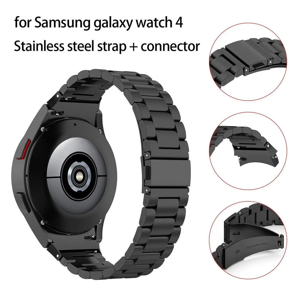 Bracelet de smartwatch en acier compatible avec Galaxy Watch 5 40mm 44mm et Watch 5 Pro 45mm, bracelet de montre élégant, accessoire | Sulvida