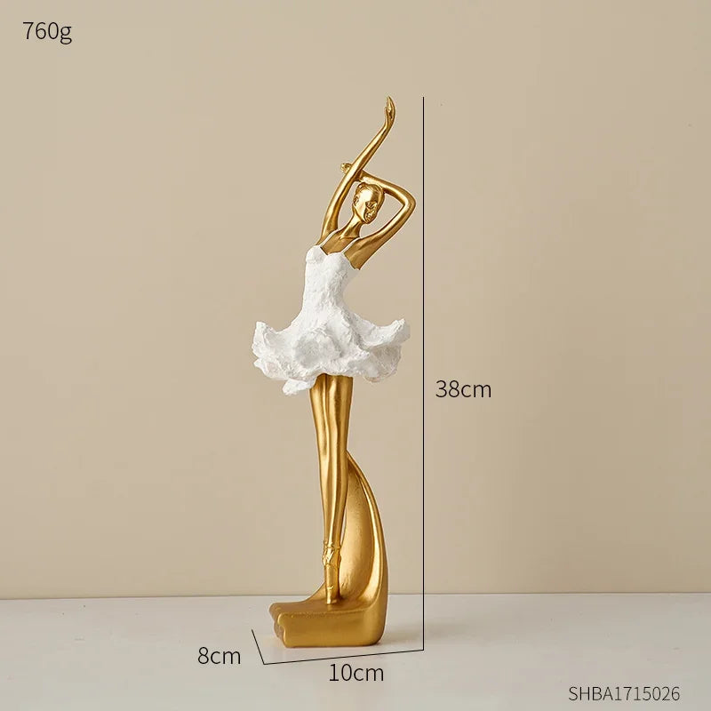 Decoratief Balletdanser Beeldje Sculptuur Kunsthars Ballerina Figuur Staand Danseres Ornament Interieur | Sulvida