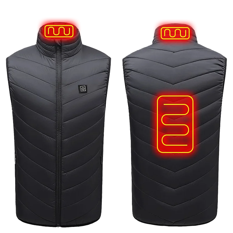 Gilet chauffant USB 21 zones chauffantes hommes femmes noir bleu vêtements de plein air camping randonnée | Sulvida