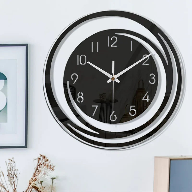 Moderne Wandklok Zwart Acryl – Geometrisch Scandinavisch Design 30-120cm – Stil Uurwerk Woonkamer Slaapkamer | Sulvida