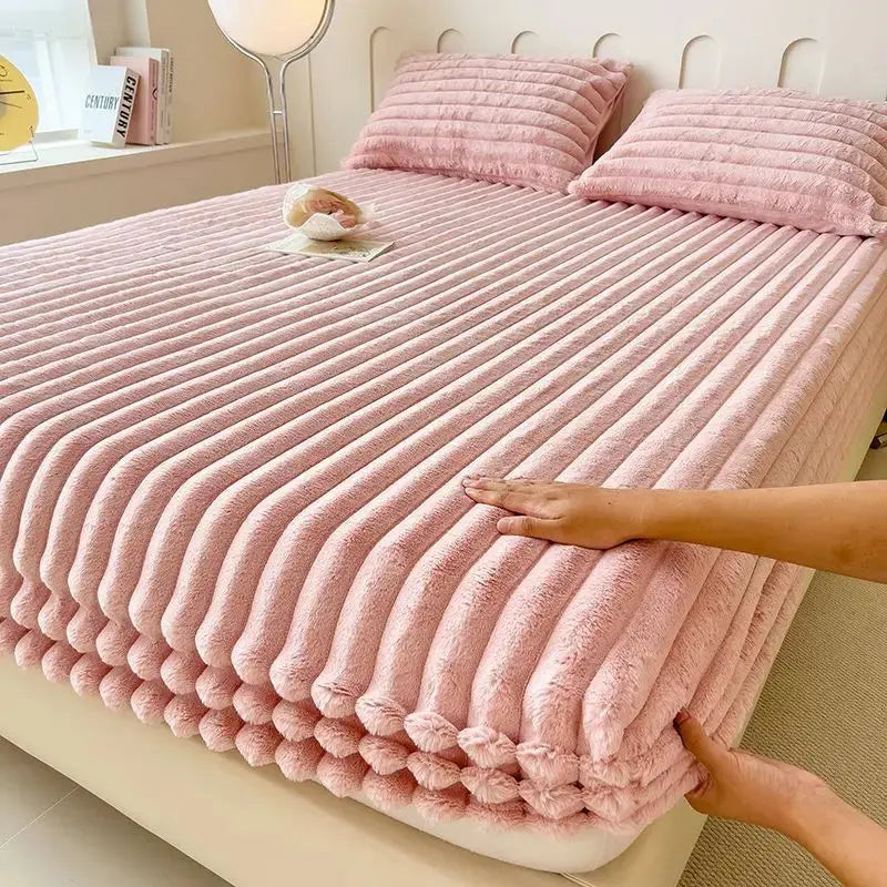 Zacht Teddy Hoeslaken met Diepe Hoeken Pluche Beddenlaken 150×200-220 cm Warm Winterbeddengoed Fleece | Sulvida