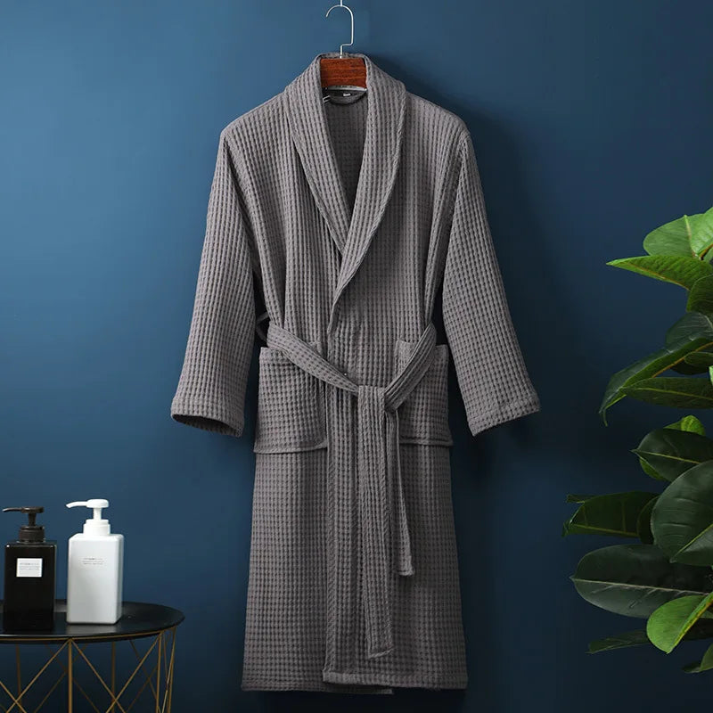 Katoenen badjas dames heren unisex zachte ochtendjas lounge huisjas comfortabele relaxjas wellness spa | Sulvida