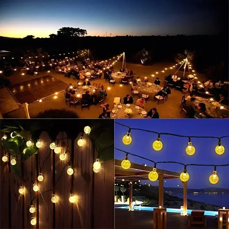 Solar Bubble Balls Lamp Lichtslingers Buiten Waterdruppels Buiten Waterdichte Orb Kerstverlichting Patio Vakantiefeest