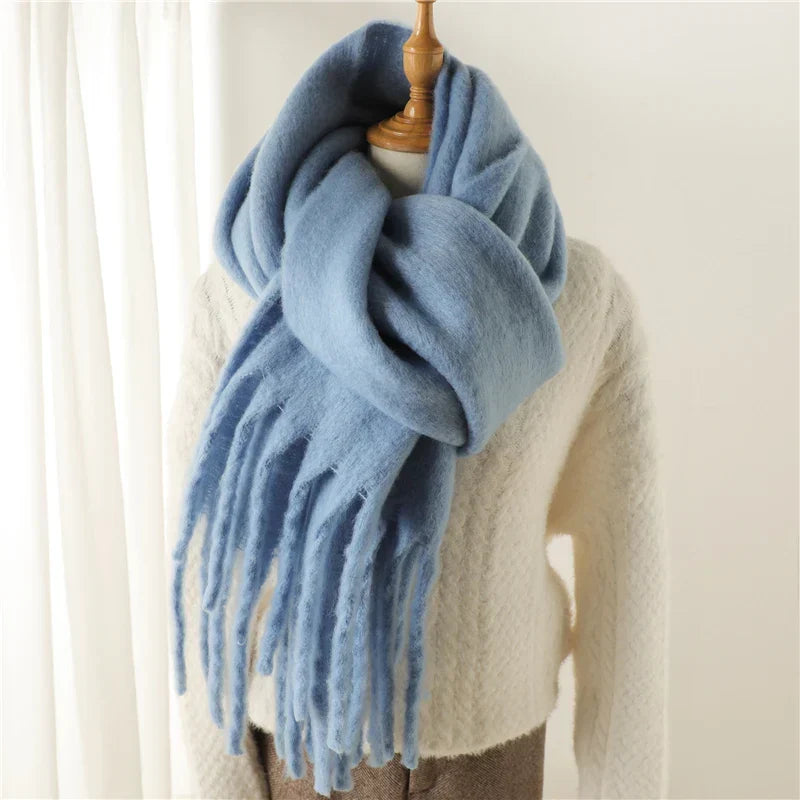 Warme Wintersjaal voor Dames Cashmere Imitatie Gekleurd met Kwasten 240x38cm Diverse Kleuren Zachte Sjaal | Sulvida