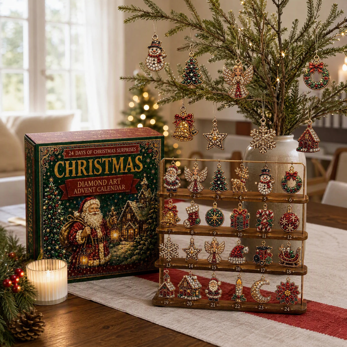 Kerstkalender 24 Dagen DIY Diamond Painting Acryl Ornamenten Kerstdecoratie Feestelijke Knutselset Advent | Sulvida