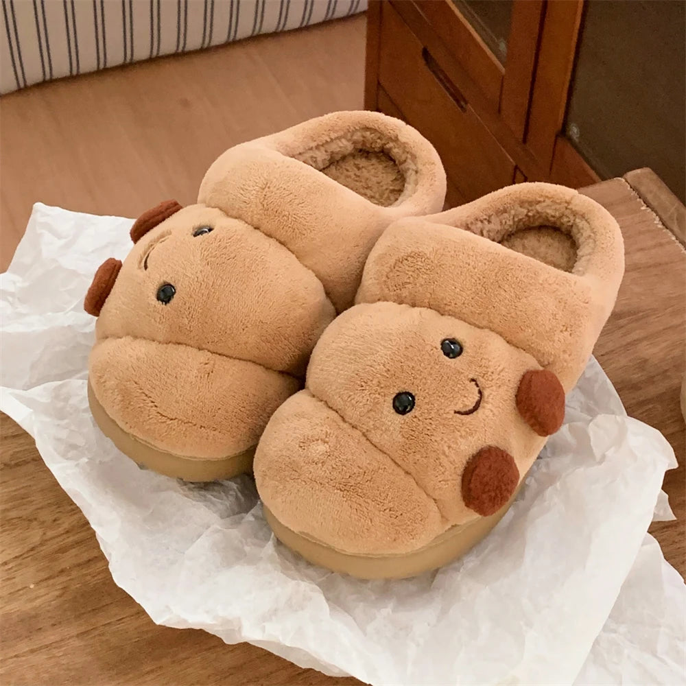 Pluche Huisslippers Croissant Dames Heren Warme Winterpantoffels Antislip Binnenschoenen Unisex Comfortabel | Sulvida