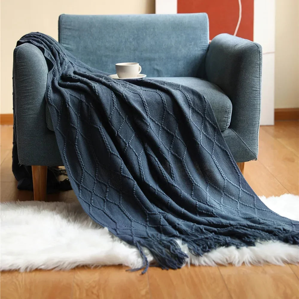 Gebreide Plaid Scandinavisch Design 150x240 cm Acryl Woonplaid Warmte Comfort Decoratief Interieur Woonkamer | Sulvida