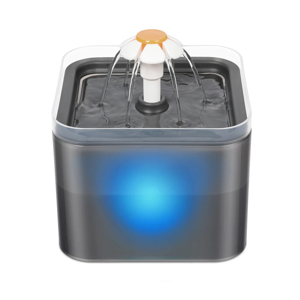 Huisdierwaterfontein 2L met LED-verlichting & 4-laags filtersysteem voor katten en honden stilte drinkbak | Sulvida