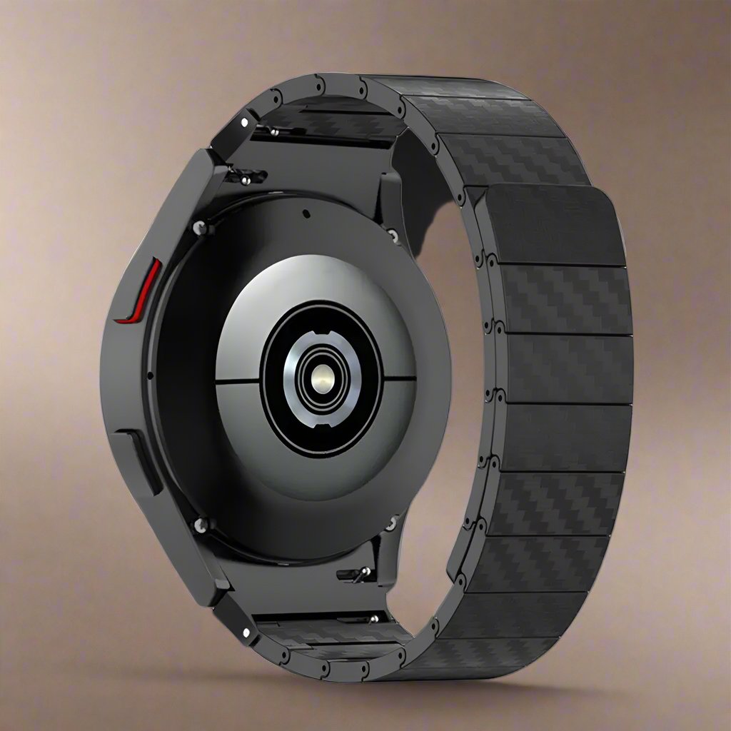 Bracelet de montre en carbone pour Galaxy Watch 4 5 6, noir, argenté, doré – réglable, magnétique, avec fermoir luxueux | Sulvida